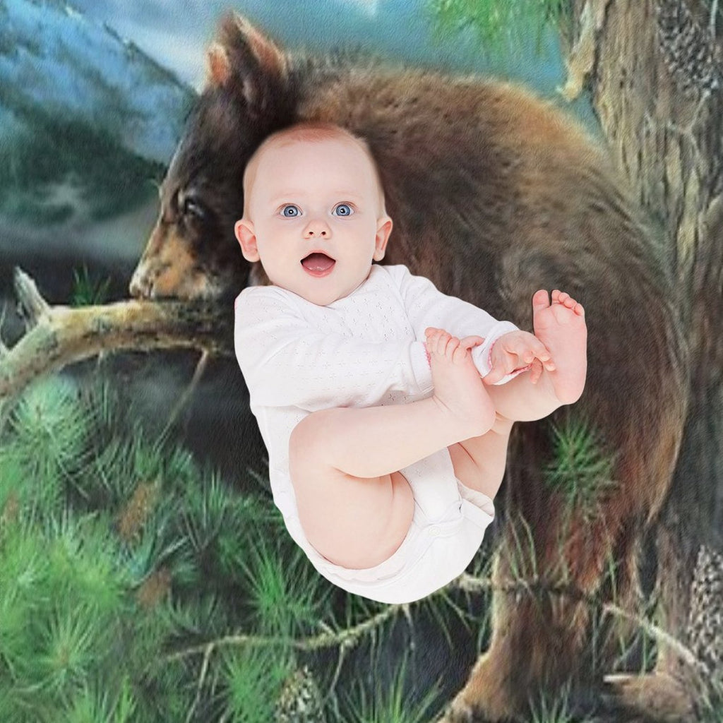 Cinnamon Tree Black Bear Cub Anti-pilling Throw Blanket
