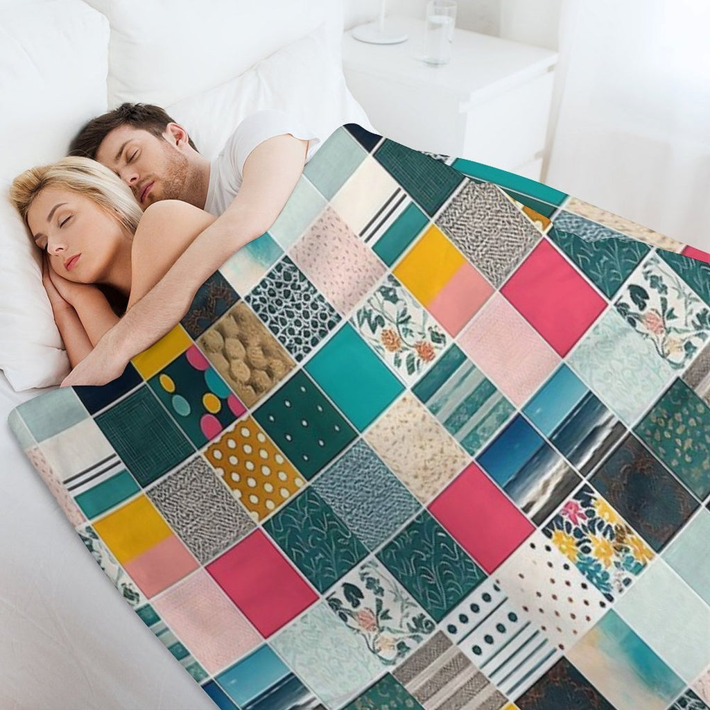 Colorful Patchwork Pattern Anti-pilling Throw Blanket