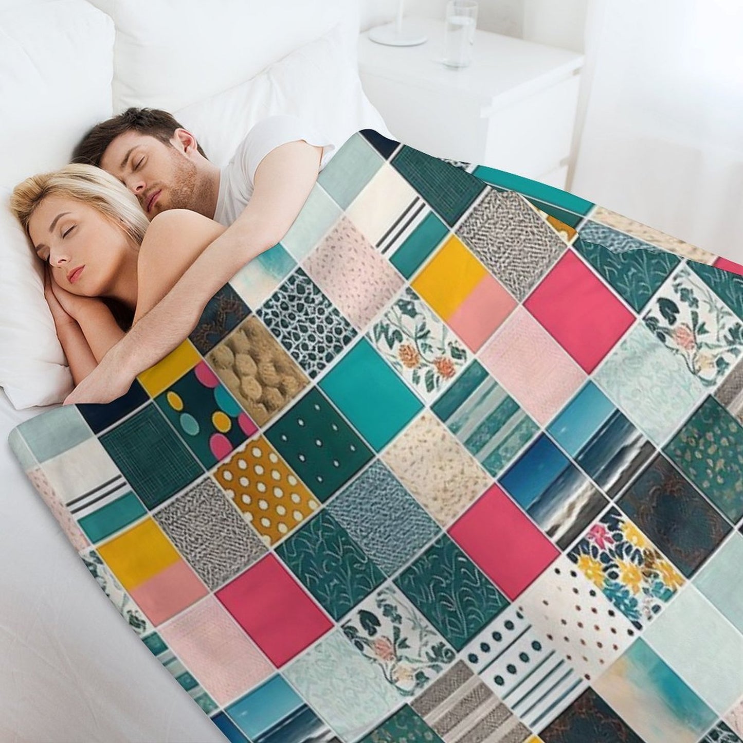 Colorful Patchwork Pattern Anti-pilling Throw Blanket