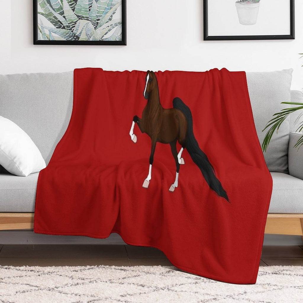 Bay American Saddlebred Horse Compact Throw Blanket