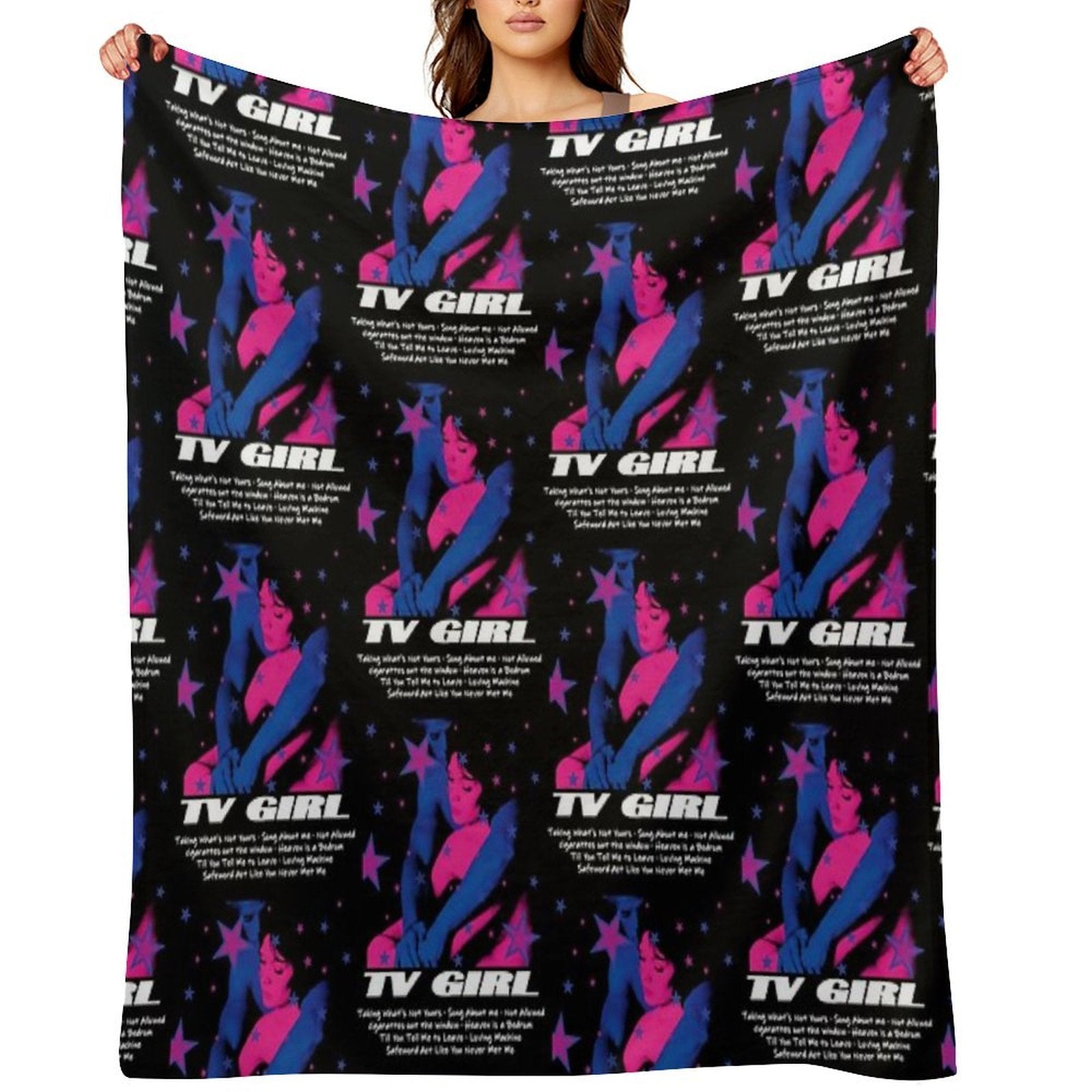 TV Girl Vintage Machine-washable Throw Blanket
