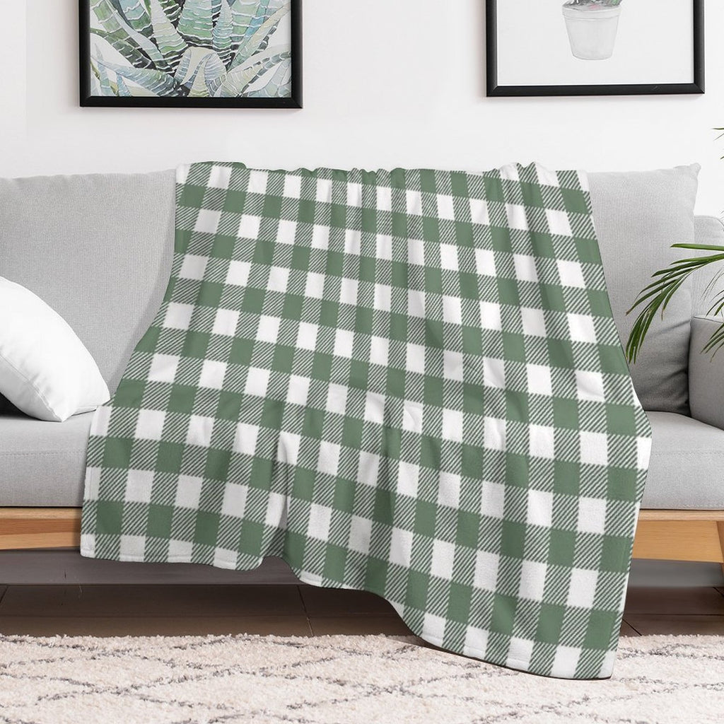 Plaid (sage Greenwhite) Travel-friendly Throw Blanket