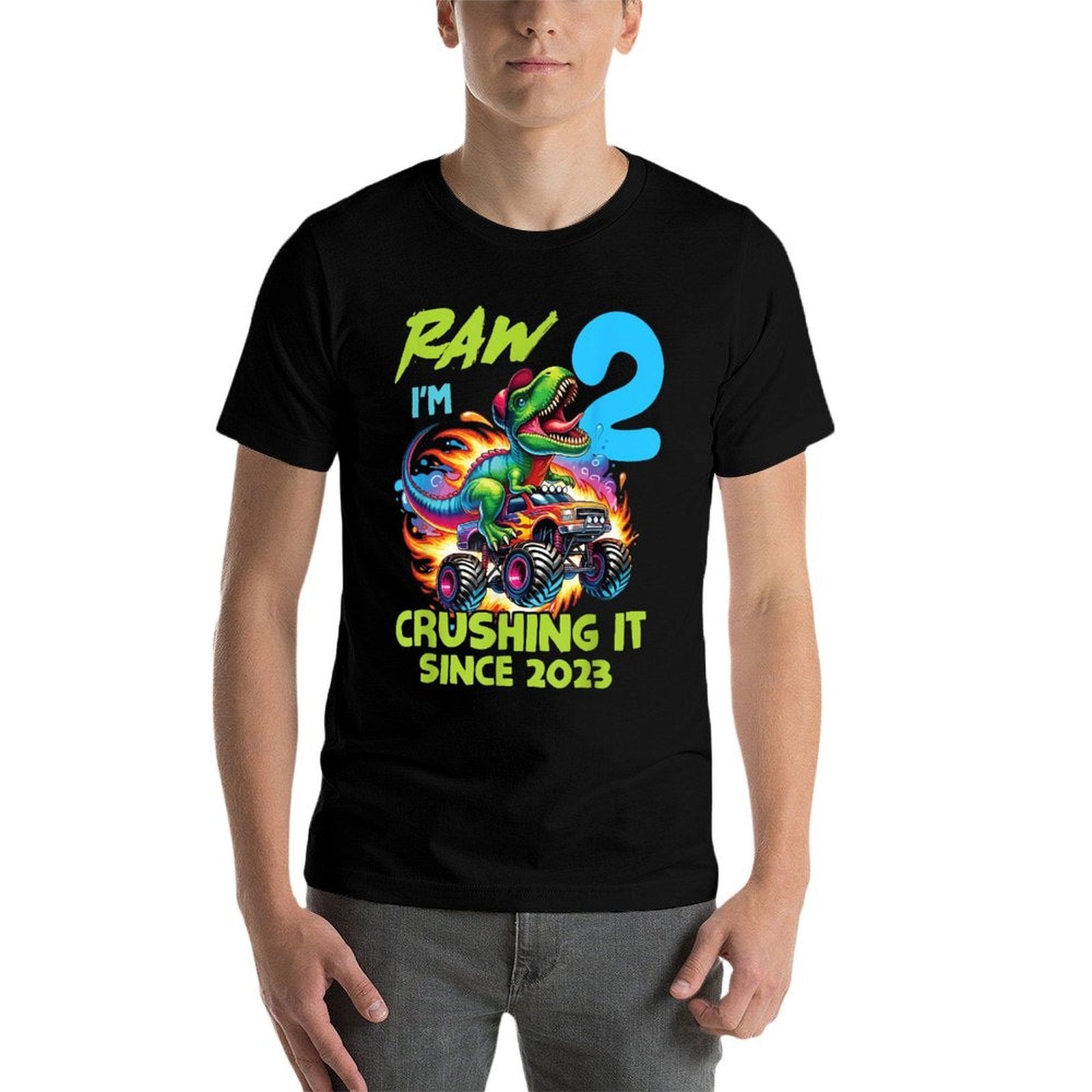 Raw Rex 2nd Birthday Party 2 Year Old Crushing Since 2023  Soft T-Shirt