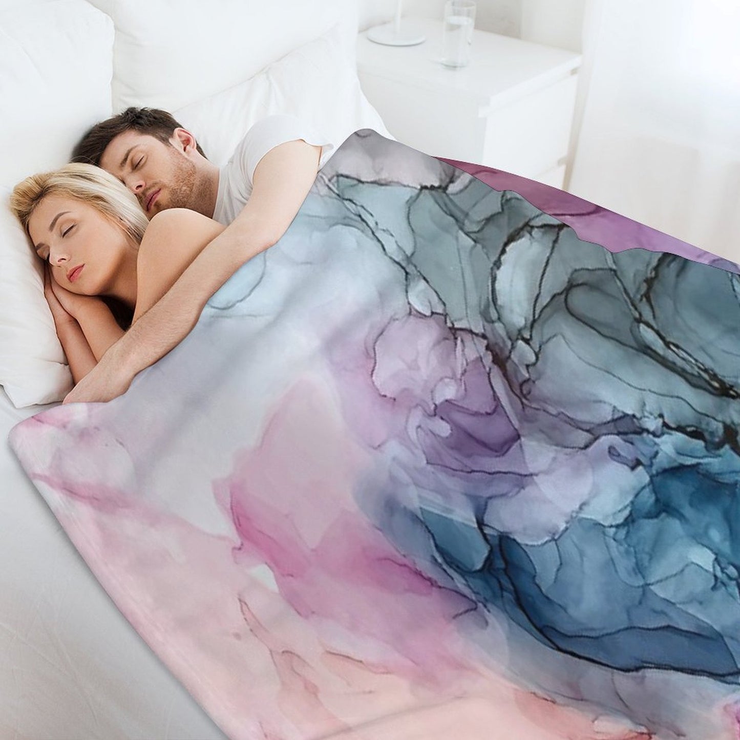 Heavenly Pastels 1 Original Abstract Ink Painting Eco-conscious Throw Blanket