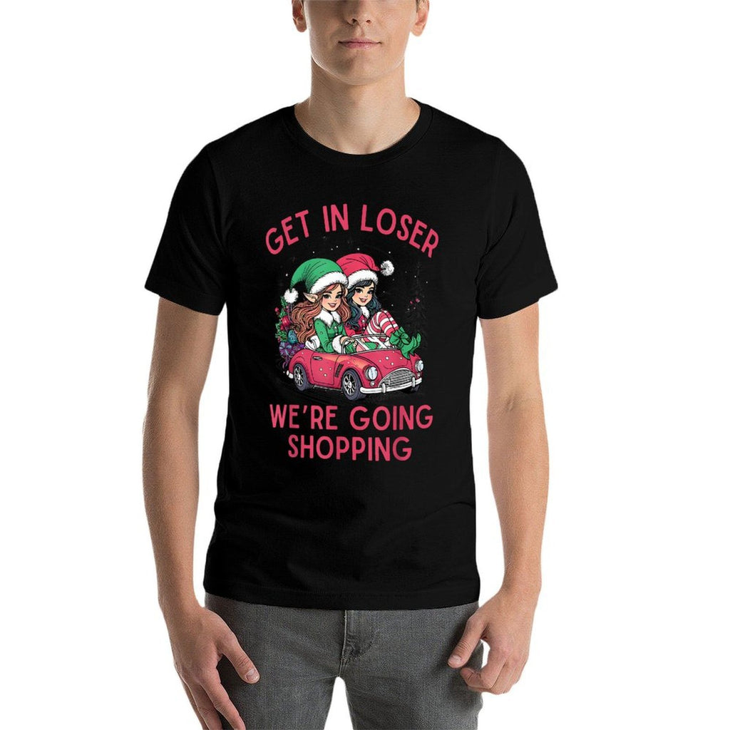 Get in Loser Were Going Shopping Vintage Christmas Elf  Heathered Texture T-Shirt