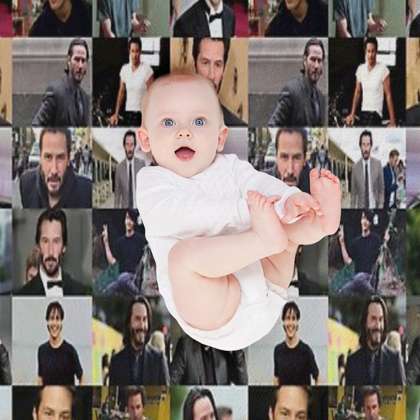 Keanu Reeves Collage Travel-friendly Throw Blanket