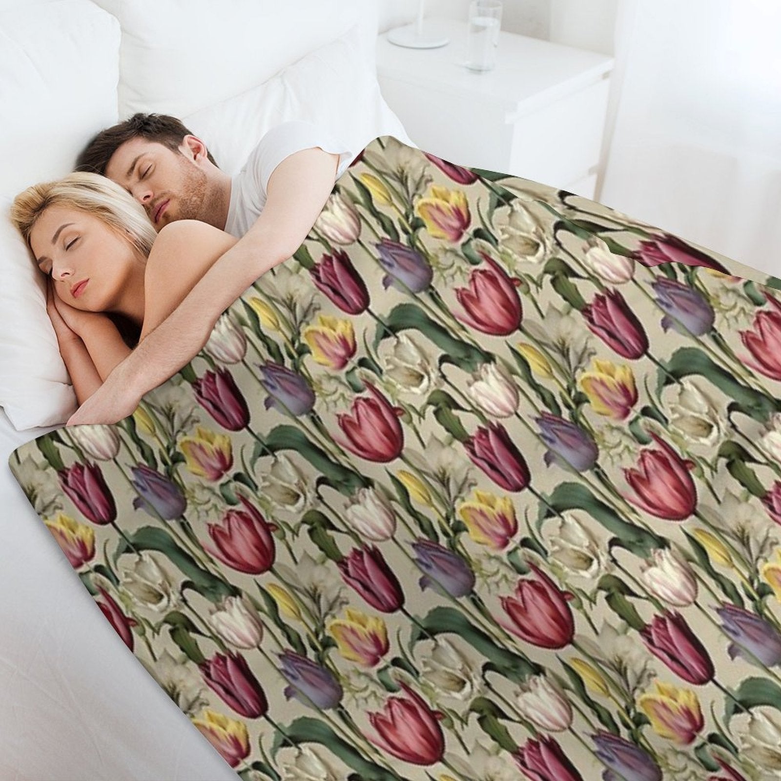 Tulip Tile 13 Goblet of Springtime Sunshine in A Blooming Rainbow of Spiraling Blooms Sustainable Throw Blanket