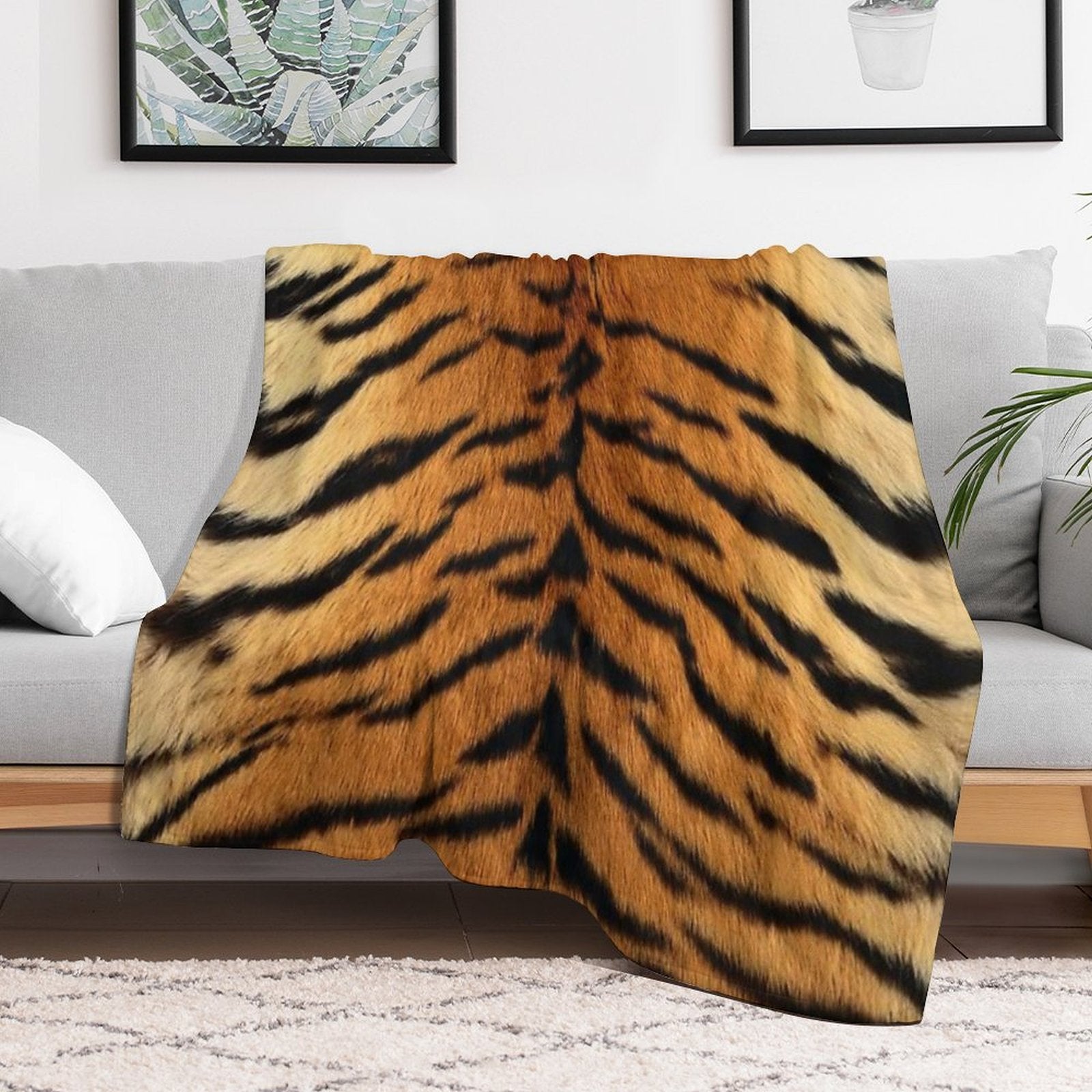 Tiger Fur Texture Durable Throw Blanket
