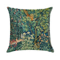 GREENERY,FOREST ANIMALS Pheasant on Tree,Squirrel,Hares,Blue Green Floral Tapestry Soft Style Accent Throw Pillow