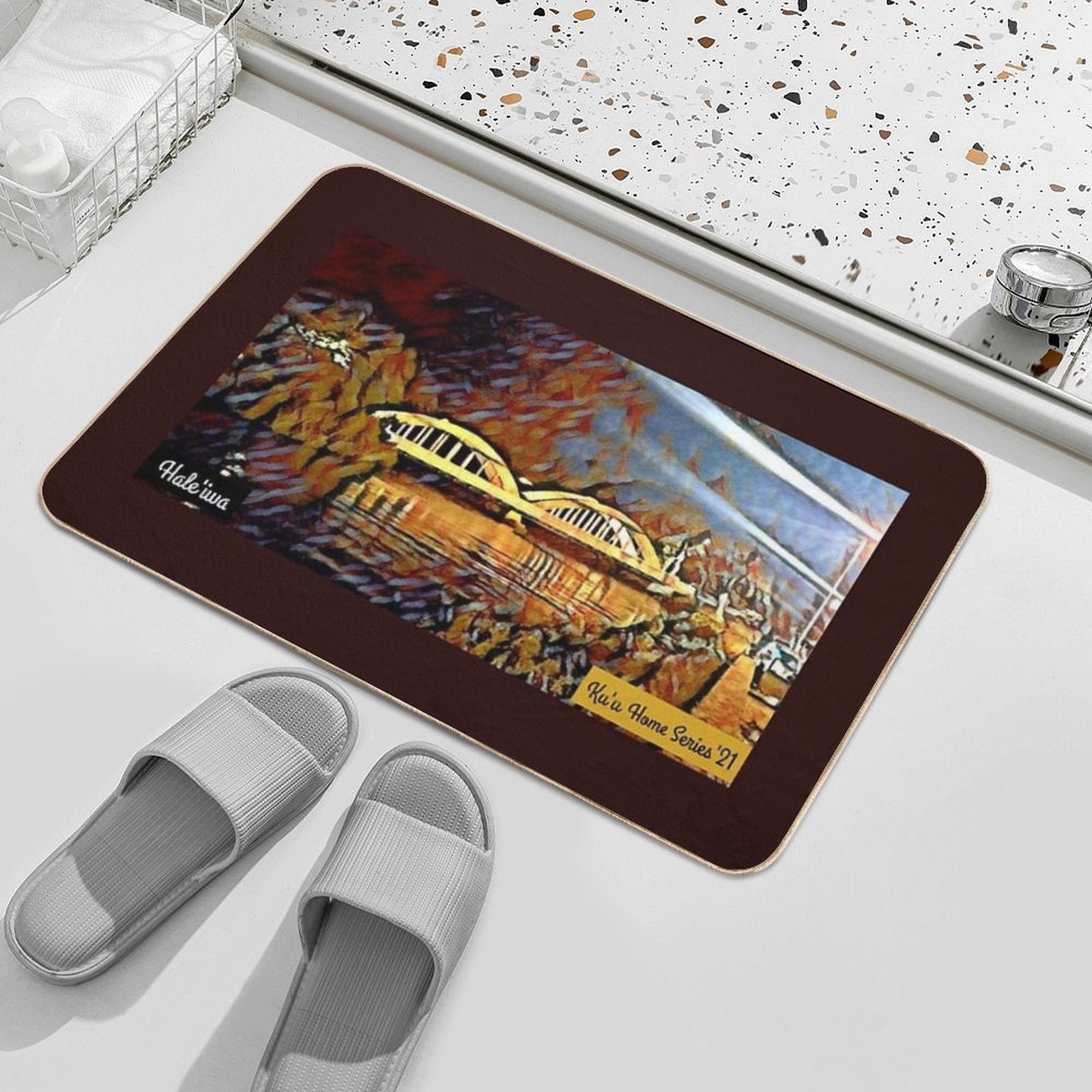 Ku'u Home Series Rainbow Bridge, Hale'iwa  Slip-Resistant Bath Mat