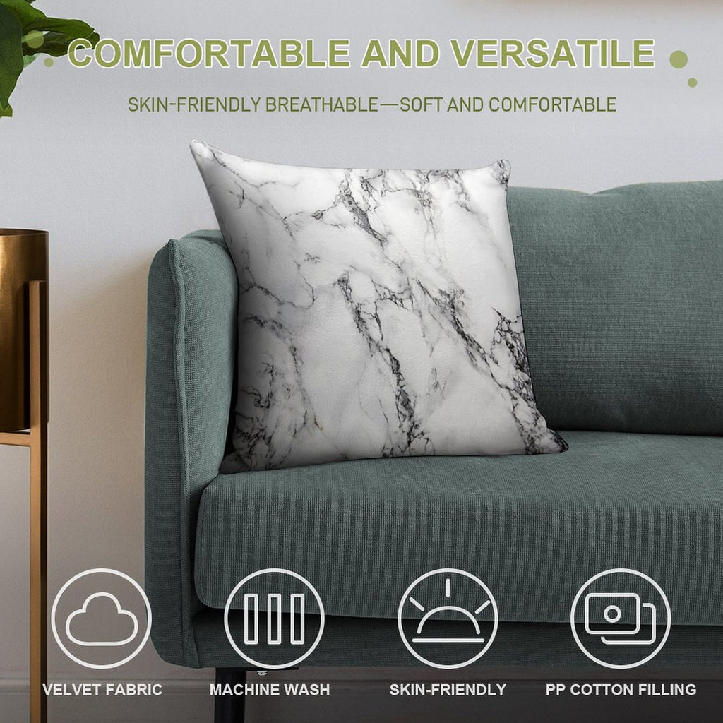 Marble Soft Short Plush Fabric Throw Pillow