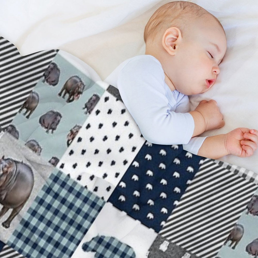 Hippo Animal Plaid Durable Throw Blanket