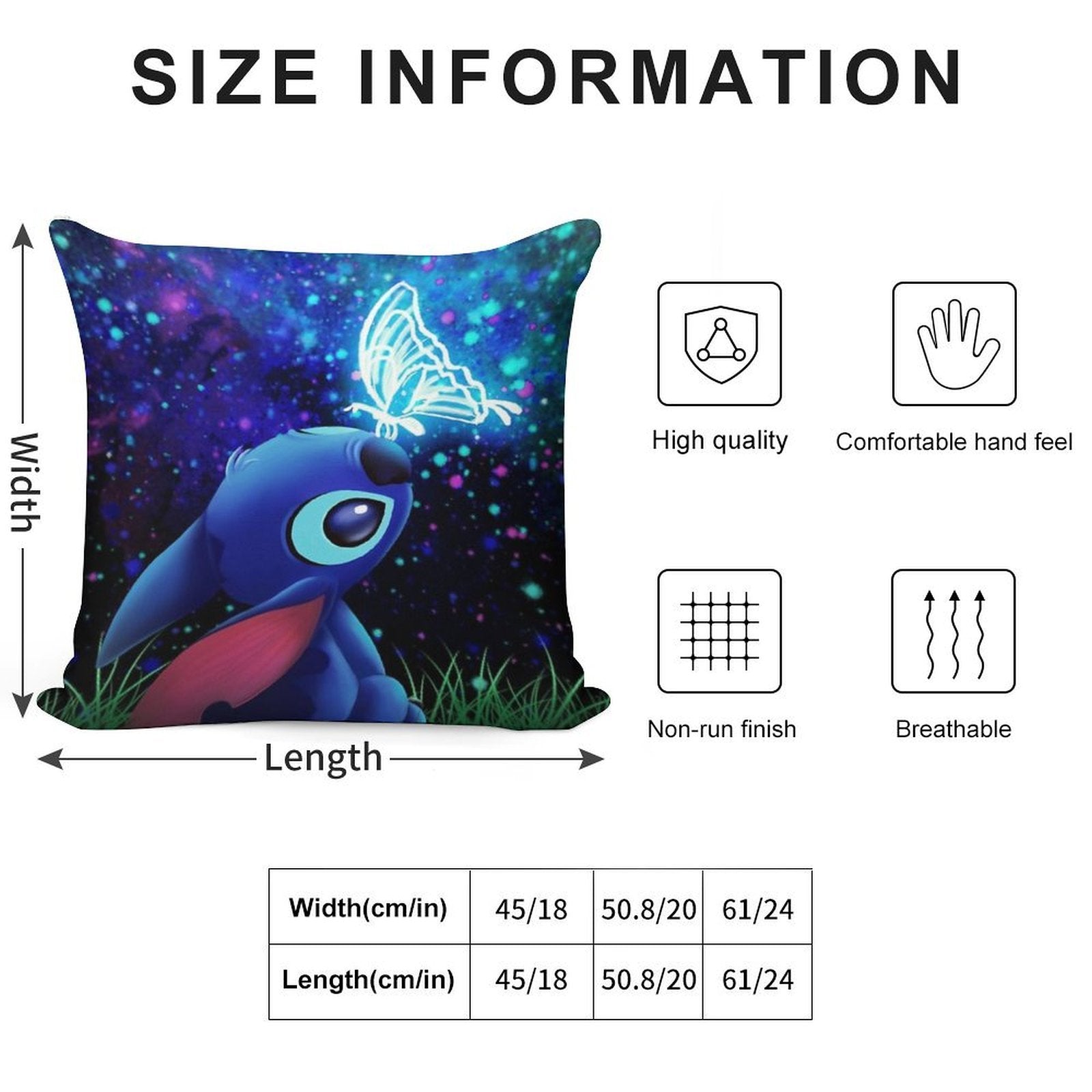 Stitch Butterfly Starry Sky Soft Shrink-Resistant Throw Pillow