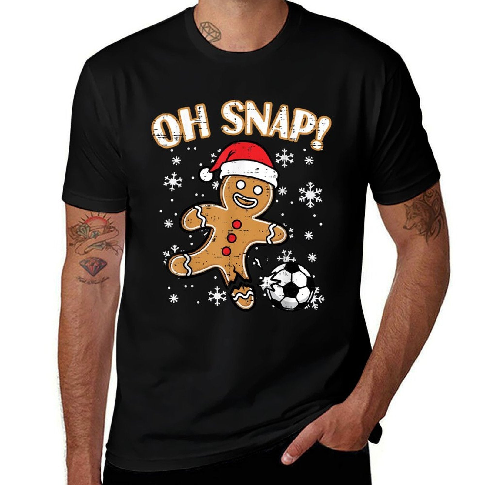 Christmas Gingerbread Soccer Oh Snap Funny Xmas Boys Kid Men  Vintage-inspired T-Shirt