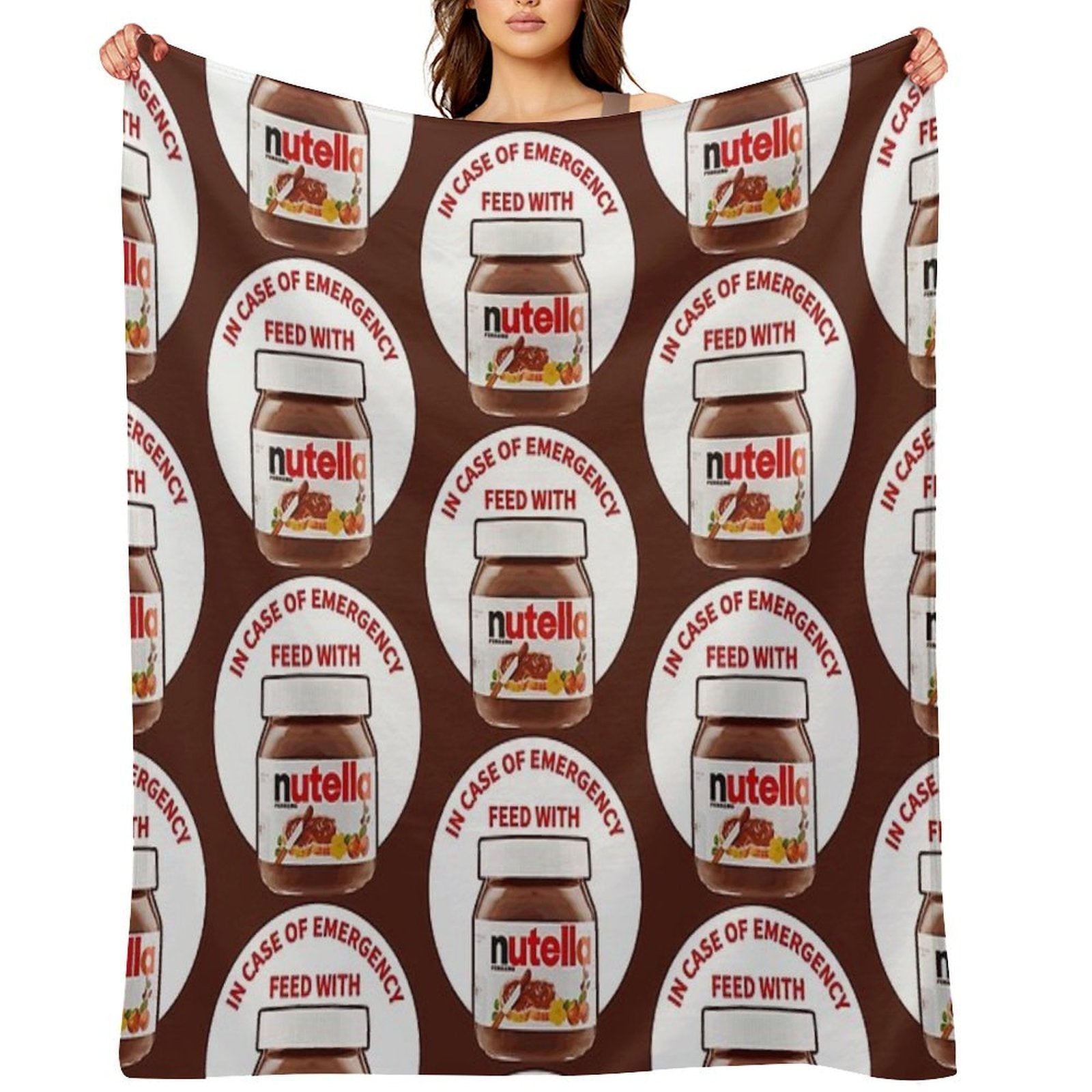 In Case Of Emergency Feed With Nutella Wrinkle-free Throw Blanket