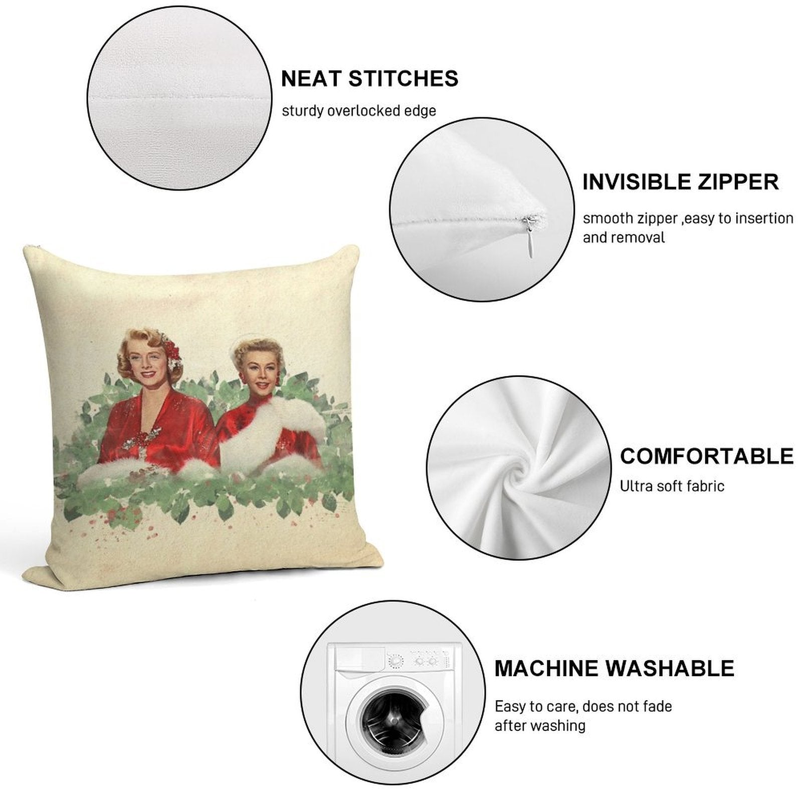 Sisters - A Merry White Christmas Soft Washable Throw Pillow