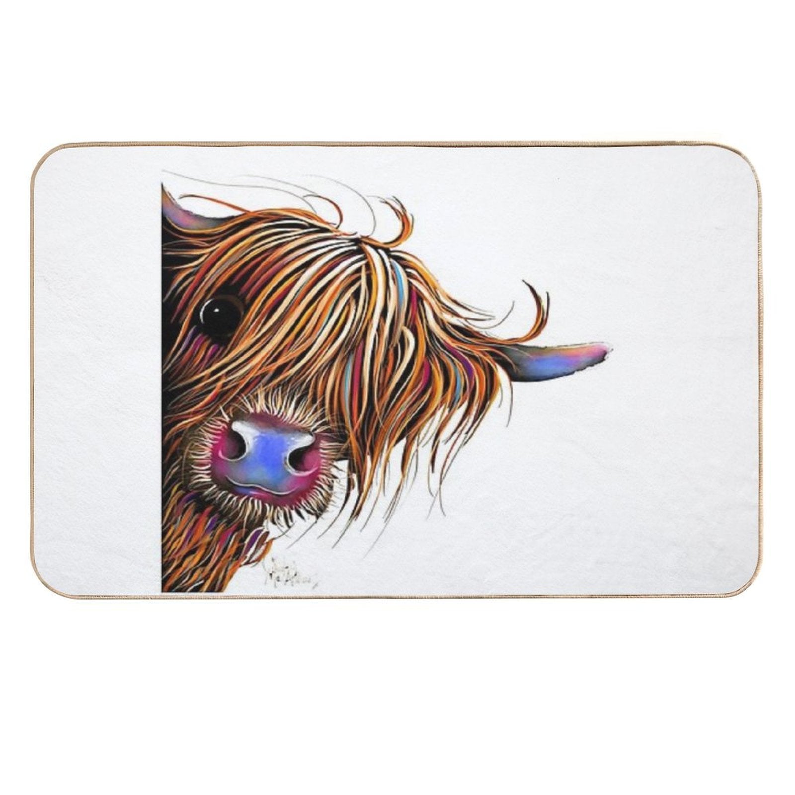 HiGHLaND CoW PRiNT SCoTTiSH ' SuGaR LuMP ' BY SHiRLeY MacARTHuR  Anti-Trip Bath Mat