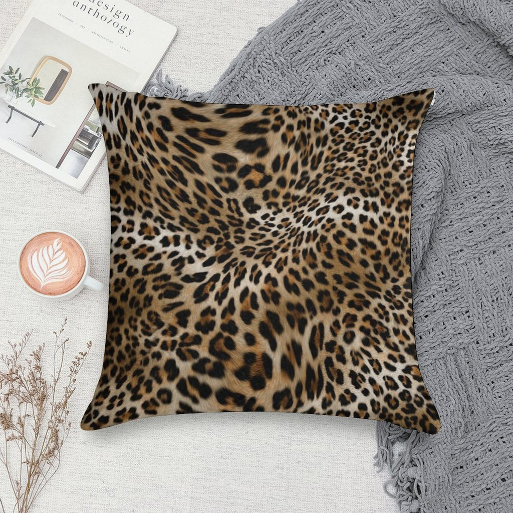 Leopard Pattern Soft Short Plush Fabric Throw Pillow