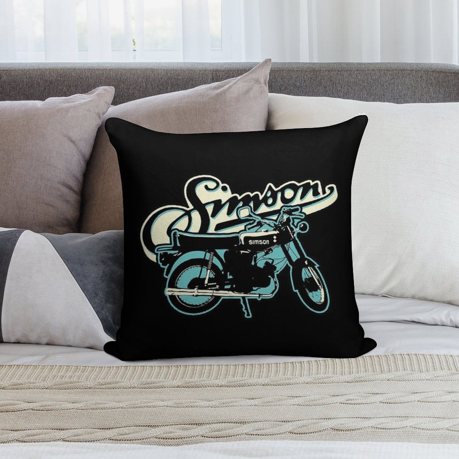 S51 Moped Drivers And GDR Fans. Soft Reinforced Edging Throw Pillow