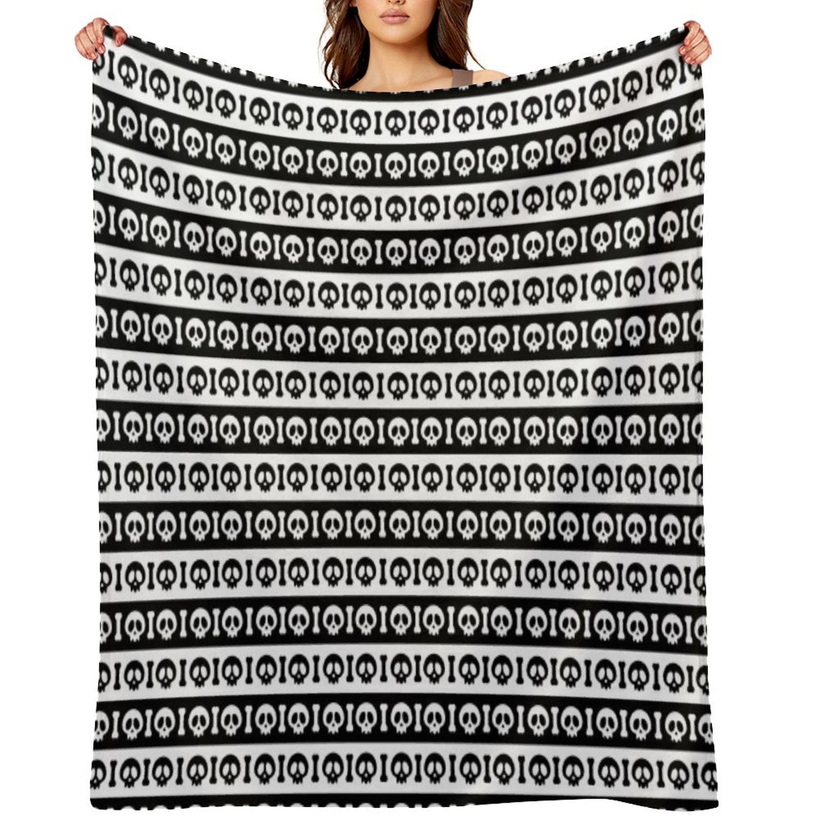 Skeleton Stripes - Black And White Easy Care Throw Blanket