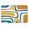 Palm Springs Retro Midcentury Modern Abstract Pattern in Moroccan Teal, Mustard, Orange, Olive And White  Easy To Clean Bath Mat
