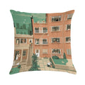 Travel Posters - Hitchcock's Rear Window - Greenwitch Village New York Soft Shrink-Resistant Throw Pillow