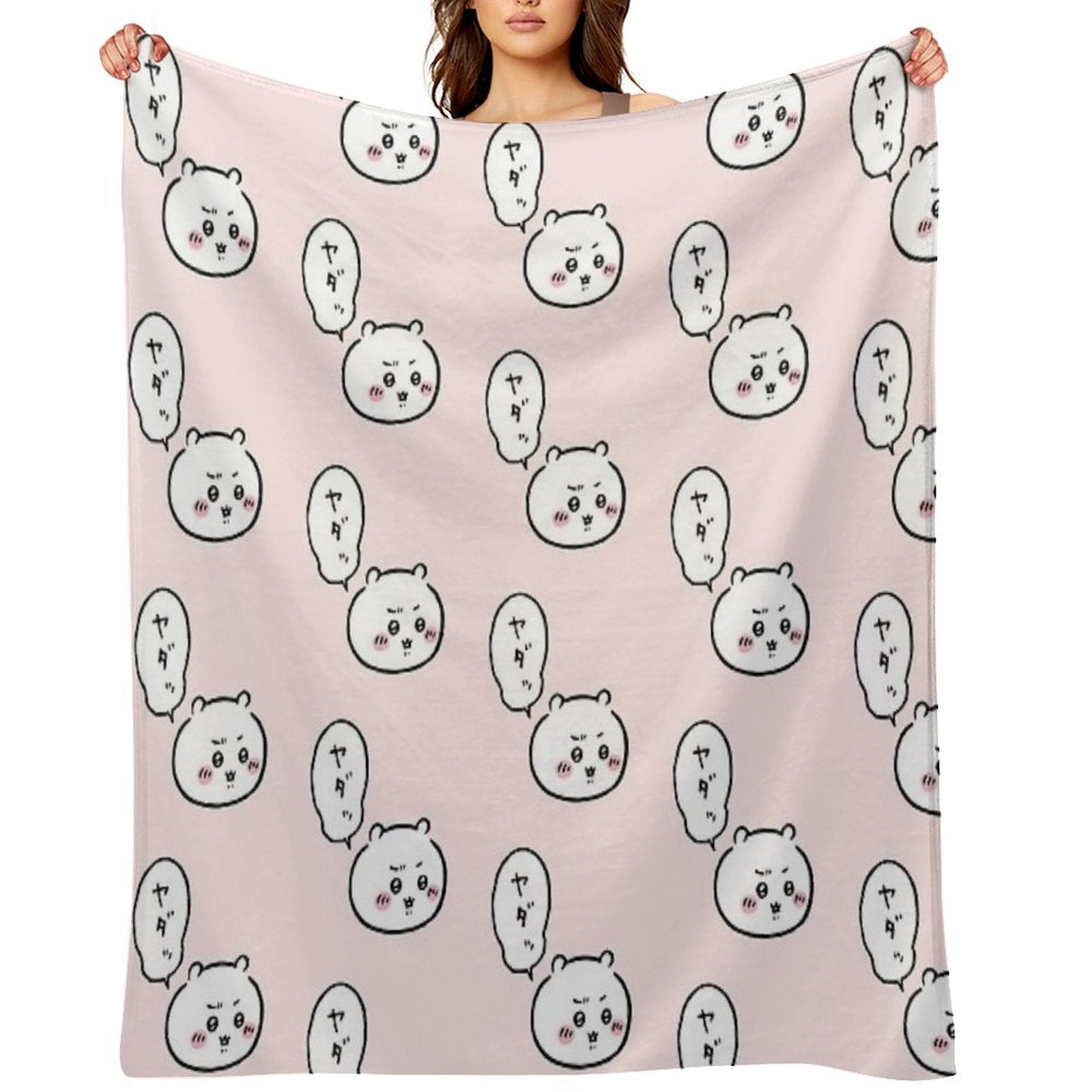 Chiikawa - Yada! No Way ちいかわ  Hachiware Usagi ハチワレ, うさぎ  Cute Kawaii Characters Bear Cat Rabbit Machine-washable Throw Blanket