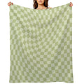 Trippy Swirl  Green Easy Care Throw Blanket