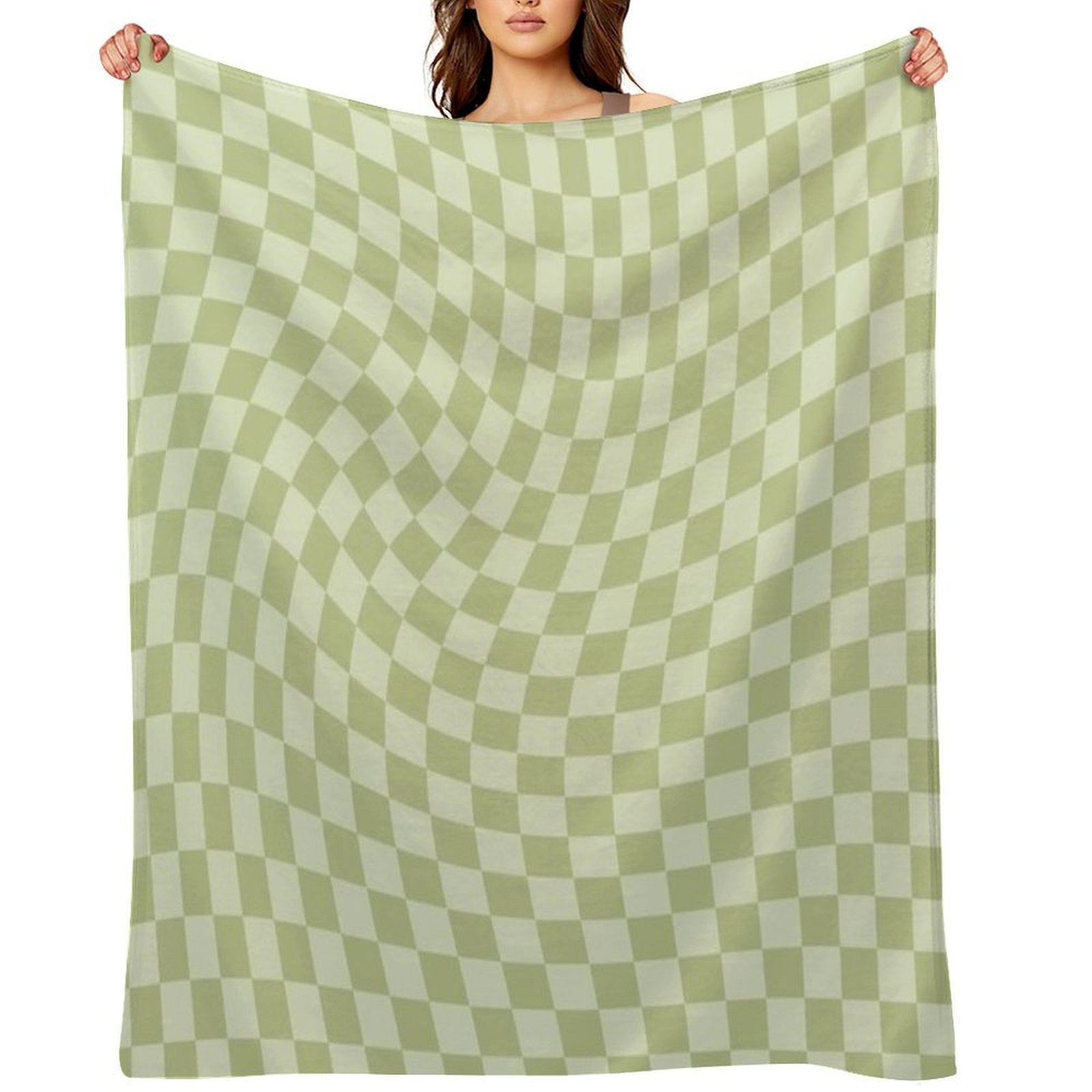 Trippy Swirl  Green Easy Care Throw Blanket