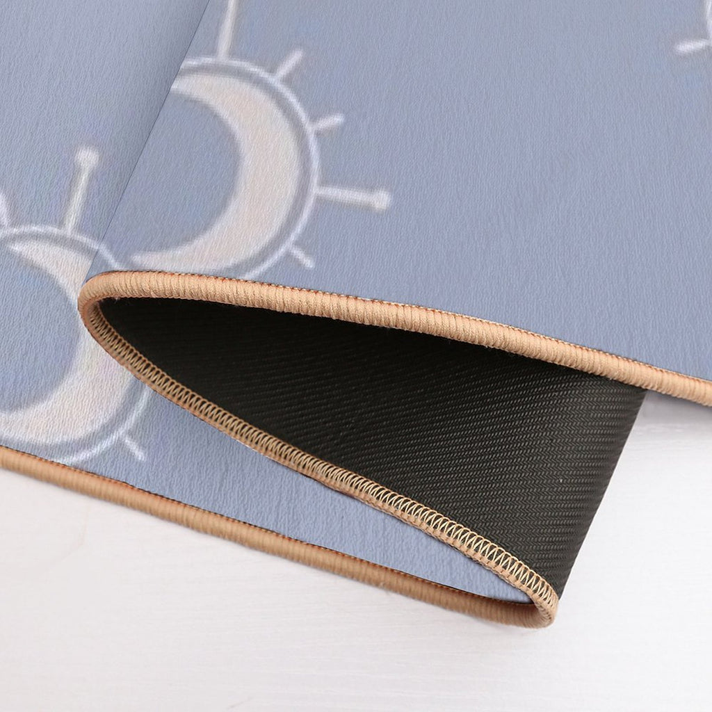Cosmic Sun And Moon Design Soft Aesthetic In Muted Colors Pigeon Blue  Slip-Resistant Bath Mat