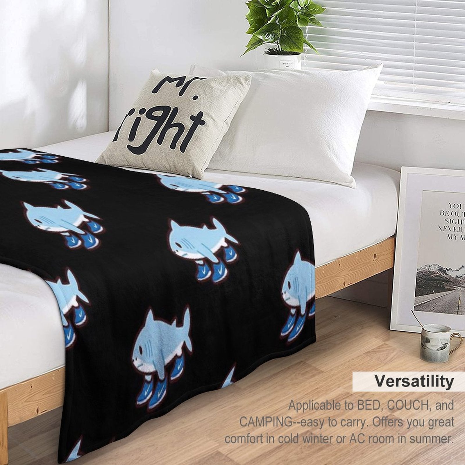 Cute Tralalero Tralala (Italian Brainrot) Shrink-resistant Throw Blanket