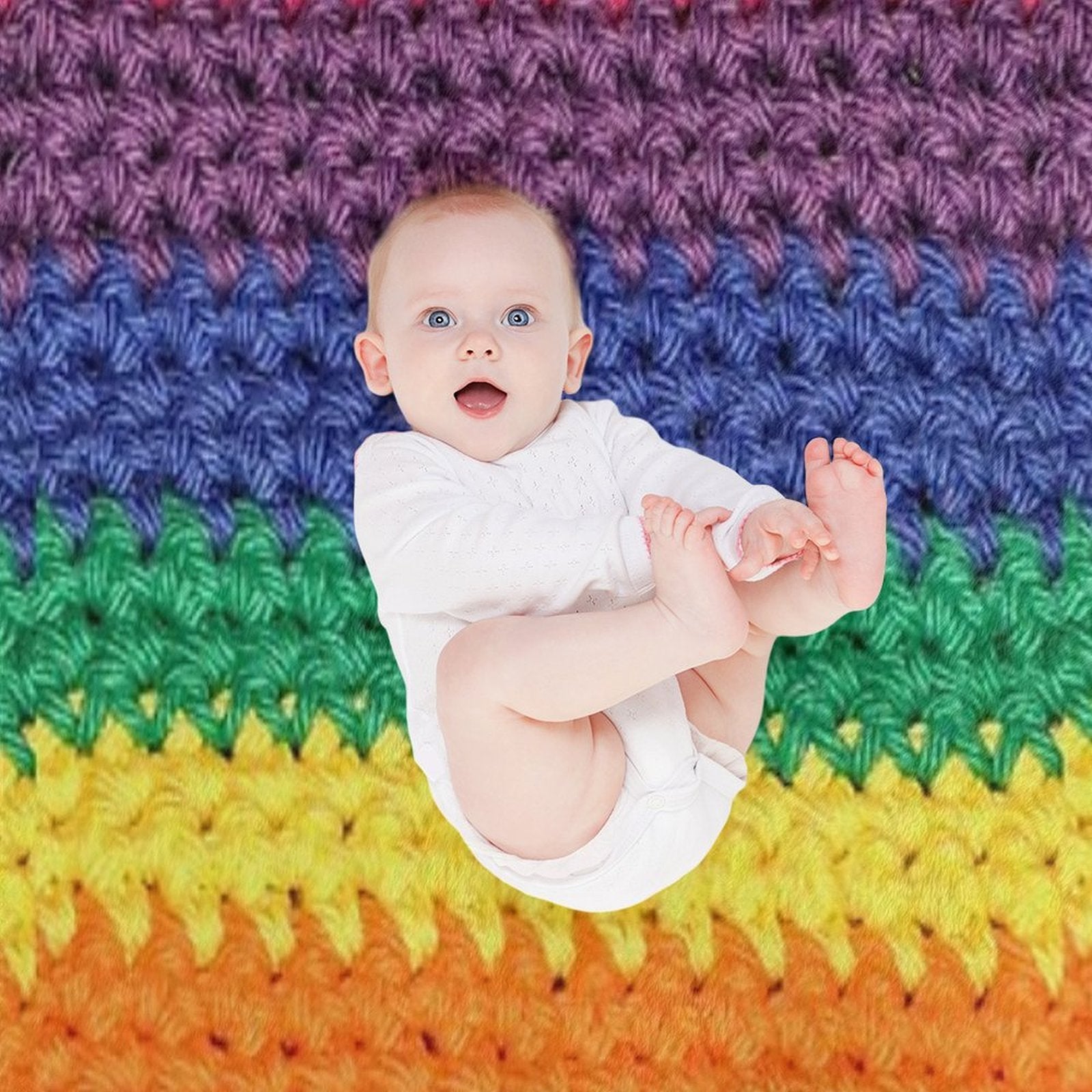 Crochet Rainbow Wrinkle-free Throw Blanket