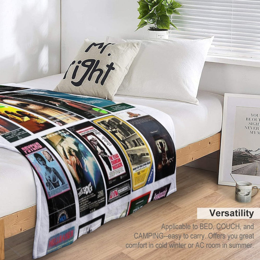 Horror Movie Classics - Cult Films - Vintage VHS Collection Travel-friendly Throw Blanket