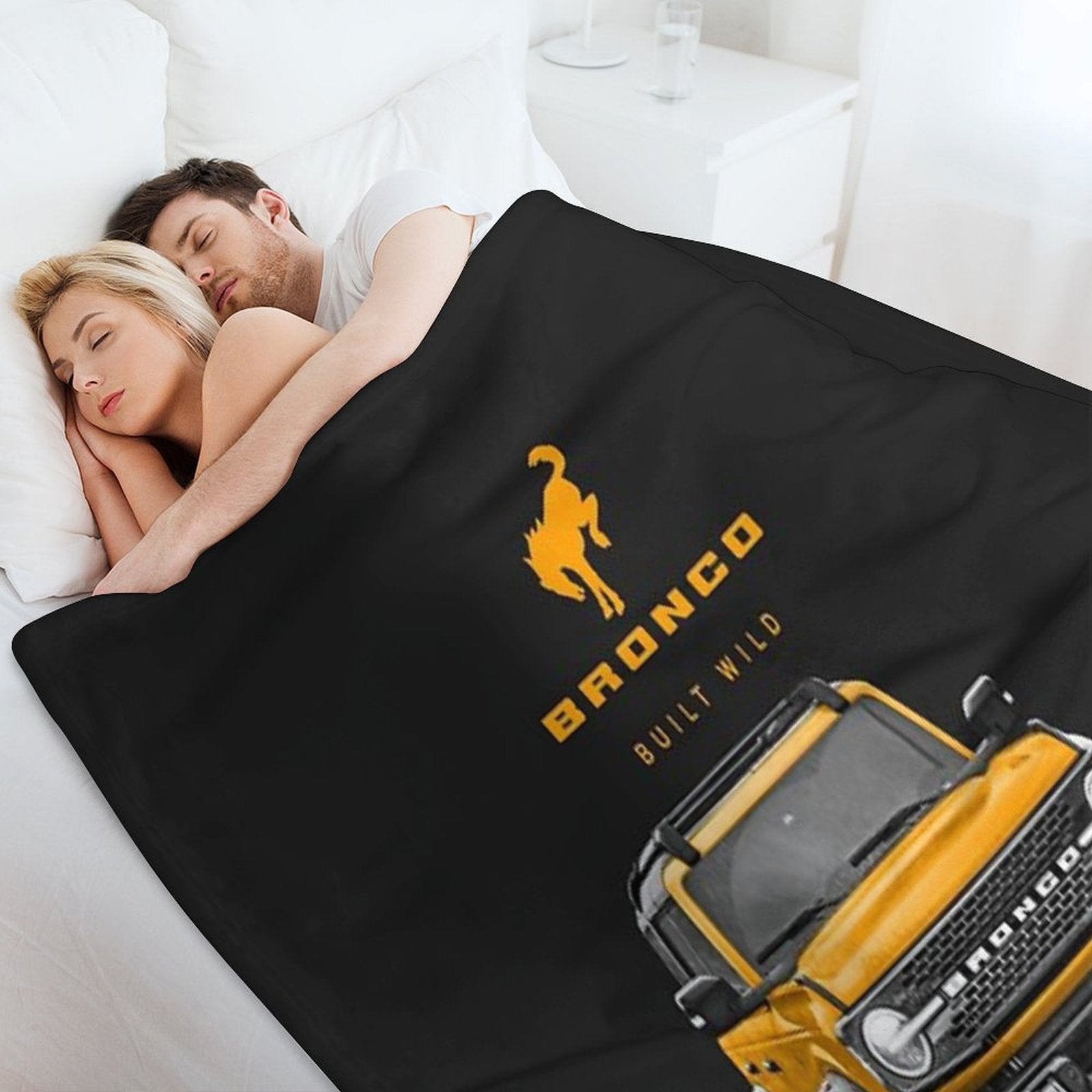 Bronco And Logo - Cyber Orange Sustainable Throw Blanket