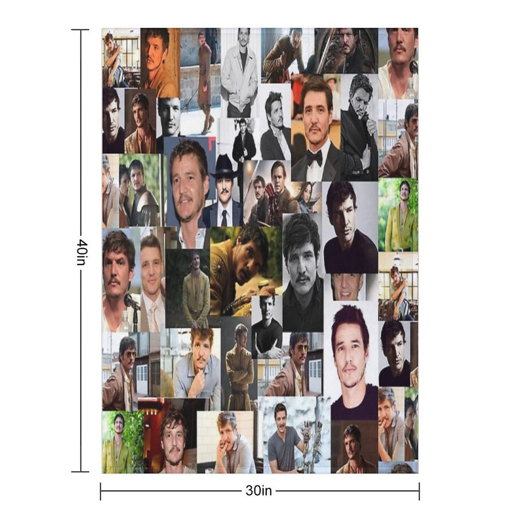 Pedro Pascal Abstract Seamless Collage Travel-friendly Throw Blanket