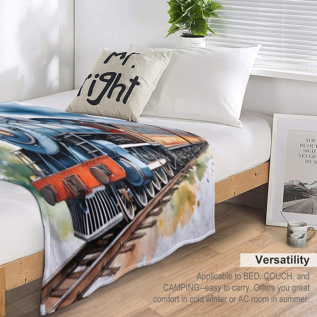 Classic Watercolour Steam Train Illustration Compact Throw Blanket