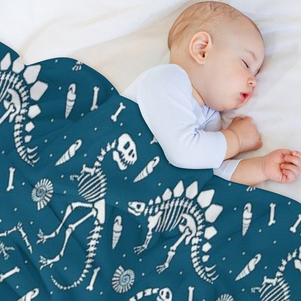Dinosaur Fossils in Blue All-season Throw Blanket
