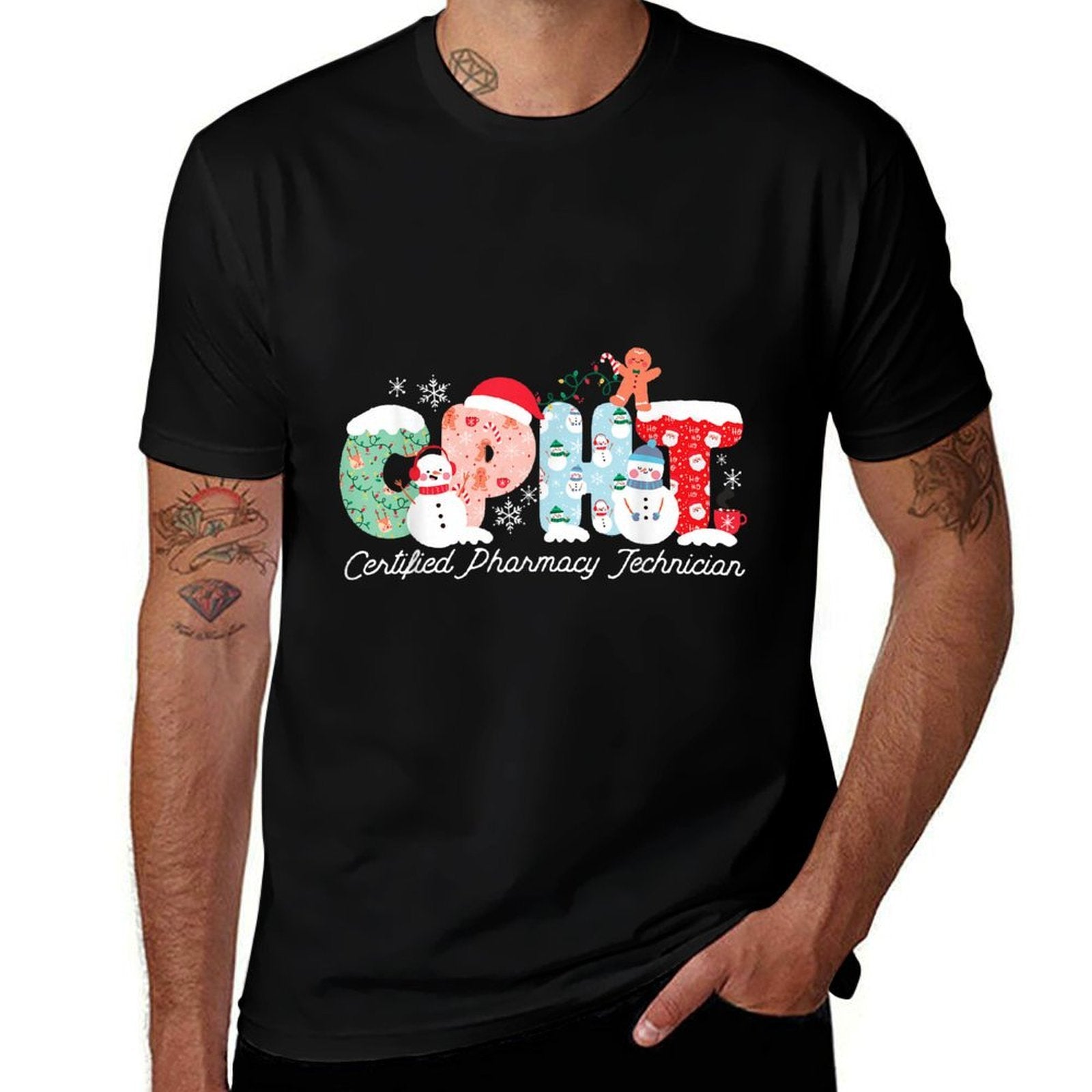 Pharmacy Tech Technician Pharmacist Student Christmas Cpht  Wrinkle-resistant T-Shirt