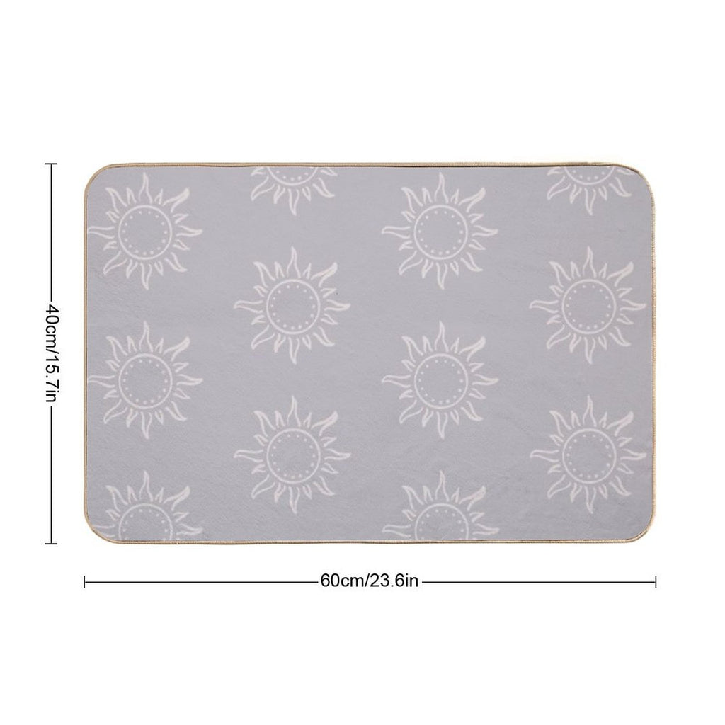 Cute Boho Sun Pattern Bohemian Aesthetic In Muted Colors Blue Gray  Non-Slip Bath Mat