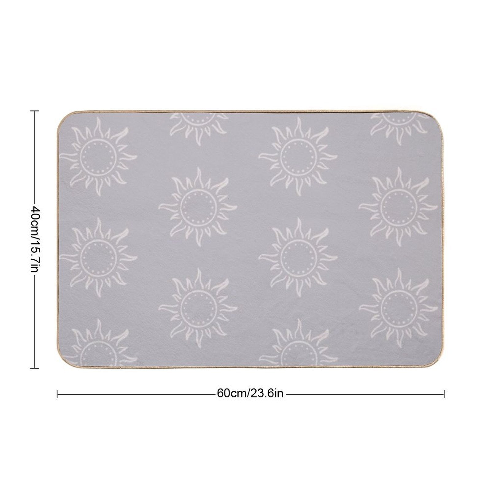 Cute Boho Sun Pattern Bohemian Aesthetic In Muted Colors Blue Gray  Non-Slip Bath Mat