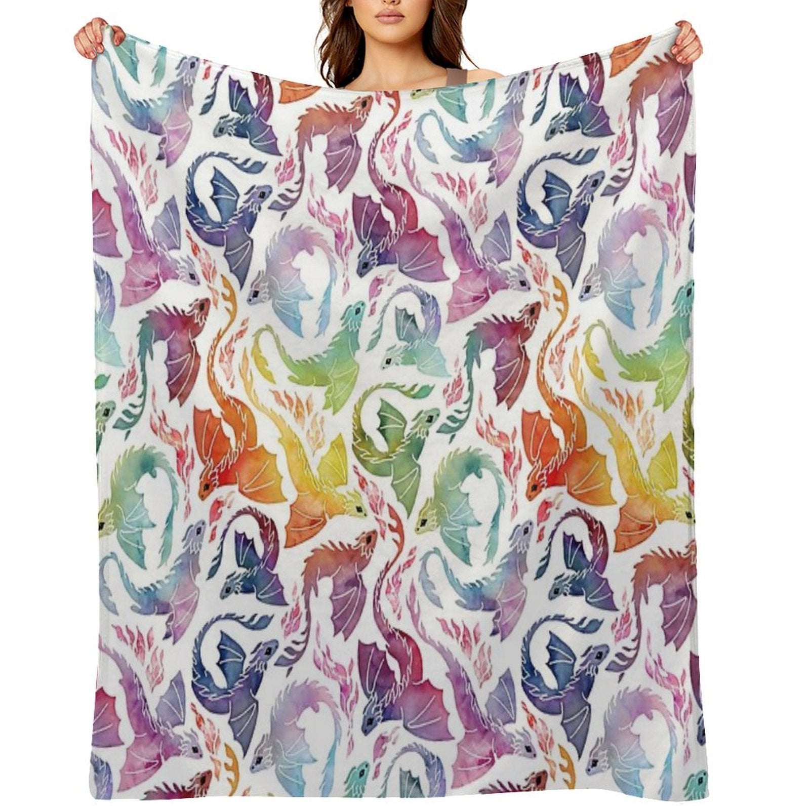 Dragon Fire Rainbow Anti-pilling Throw Blanket