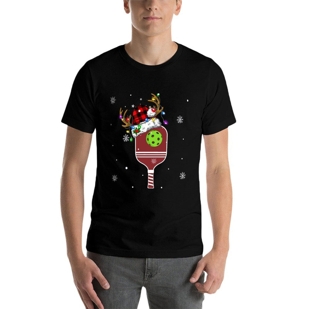 Pickleball Santa Sports Men Boys Christmas Pickleball Player  Cotton T-Shirt