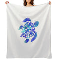 Sea Turtle Watercolor Blue And Purple Plush Throw Blanket