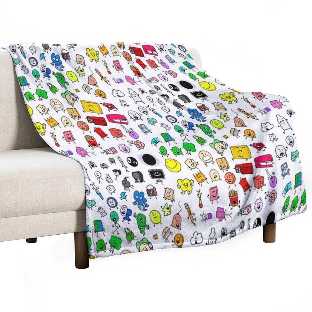 BFDI All Characters (Transparent) Wrinkle-free Throw Blanket