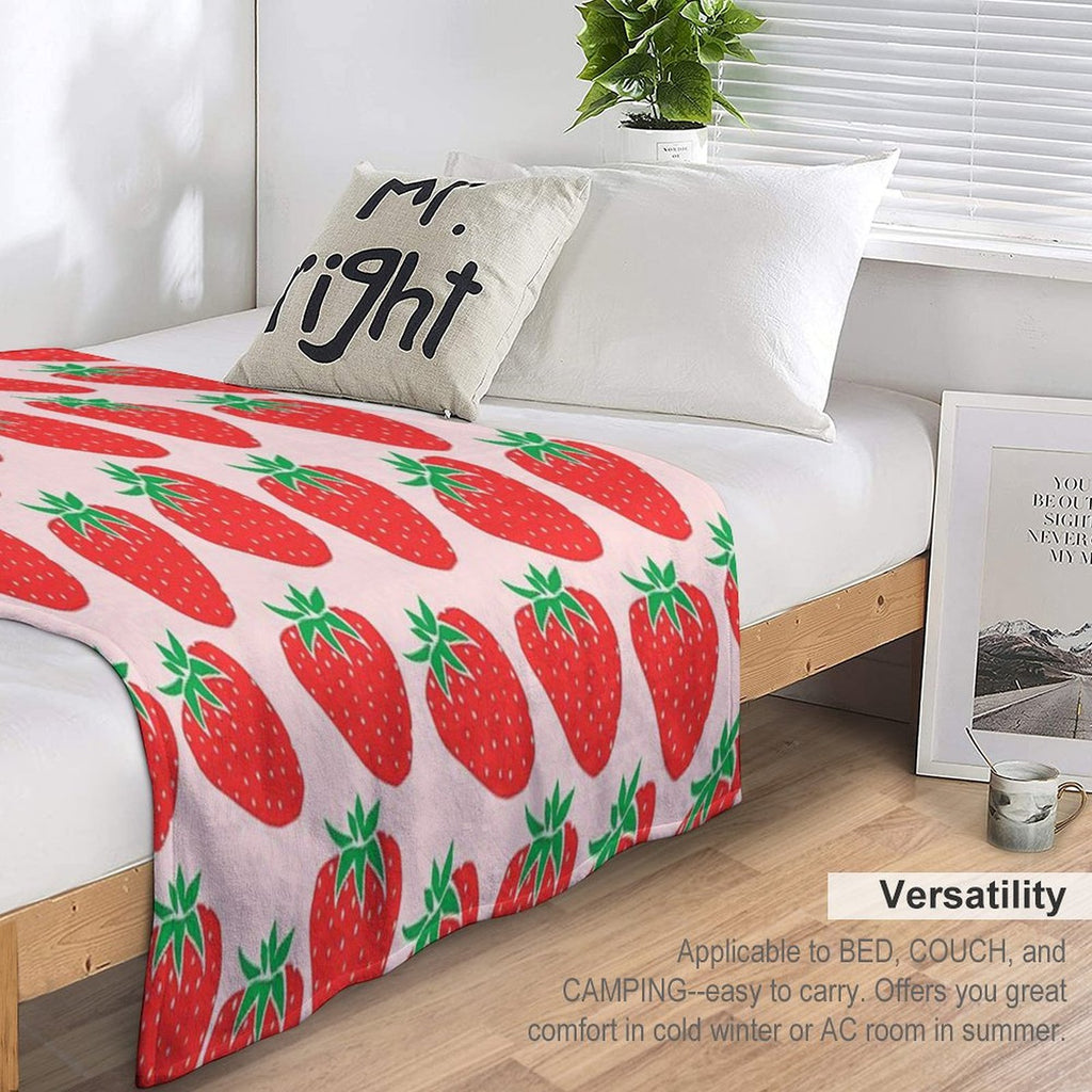 Cute Strawberry Easy Care Throw Blanket