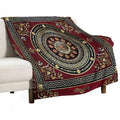 Greek Key Meander Red Gold Black Medallion Baroque Lightweight Throw Blanket