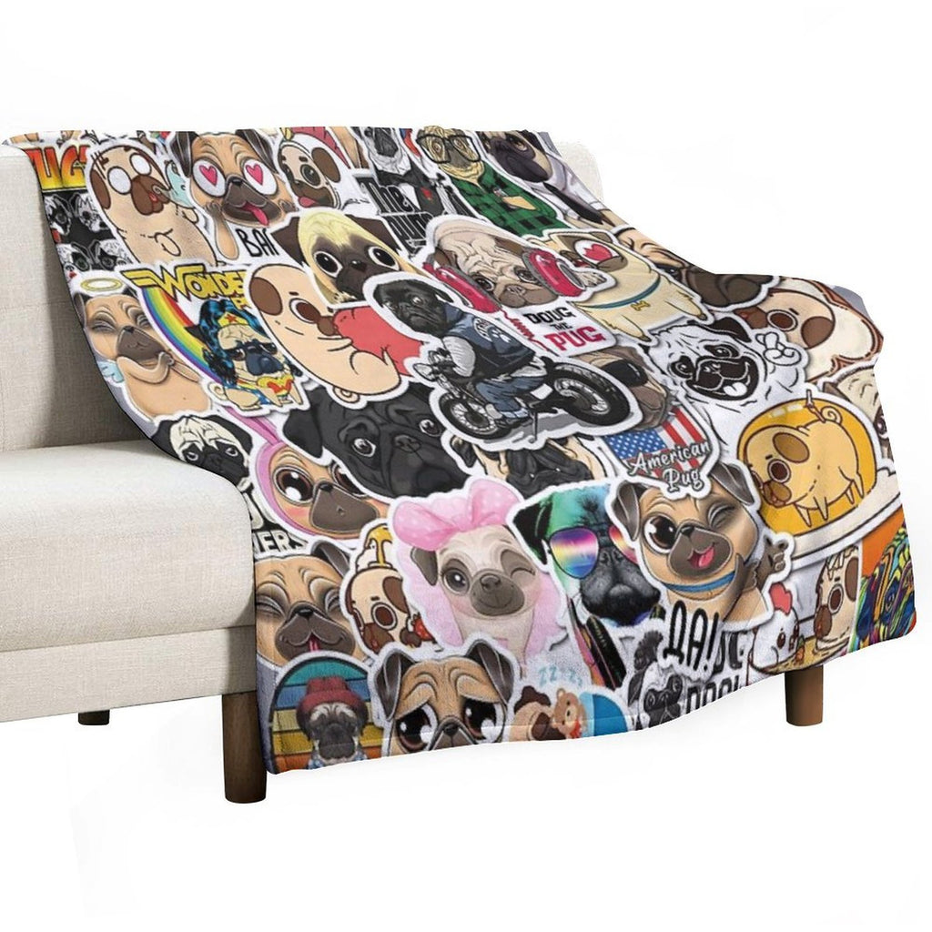 I Love French Bulldogs, Collage 2. Machine-washable Throw Blanket