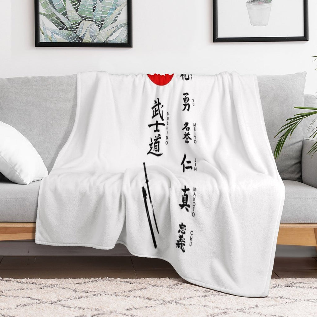 Bushido And Japanese Sun Anti-pilling Throw Blanket
