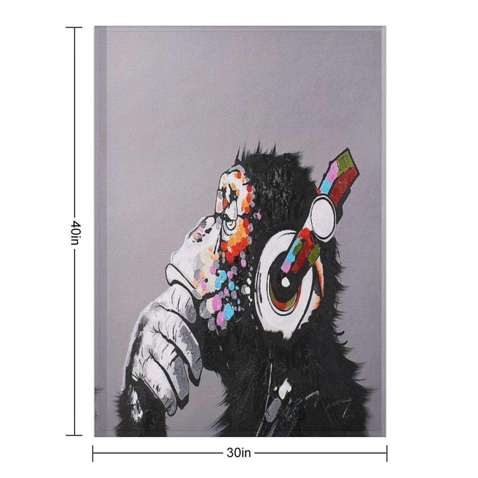 DJ Monkey With Headphones Thinking - Thinker Chimp Multi-functional Throw Blanket