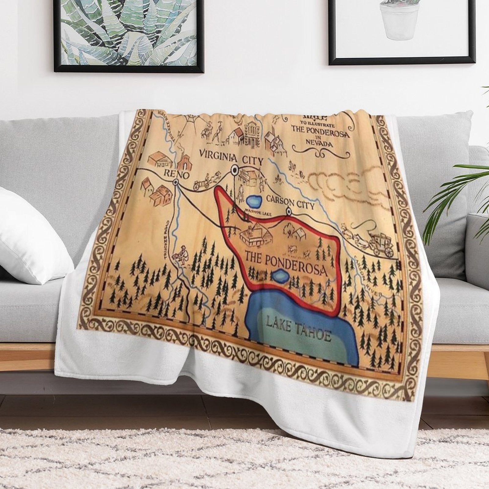 The Ponderosa Ranch Map Quick-dry Throw Blanket